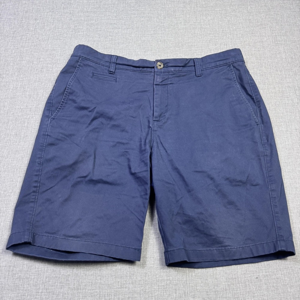 Johnnie-O Chino Shorts Mens 35 Blue Cotton Spandex Flat Front 10" Inseam
